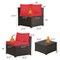 6 Pieces Patio Rattan Furniture Set Sectional Cushioned Sofa Deck